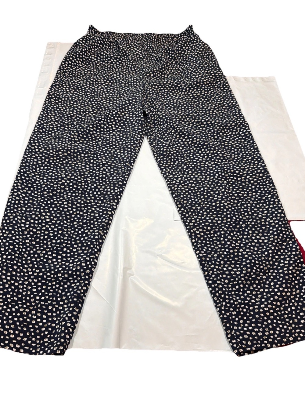 Vintage Black High Stretchy Waist Pants White Dotted Print Joyce Size 12 Women’s